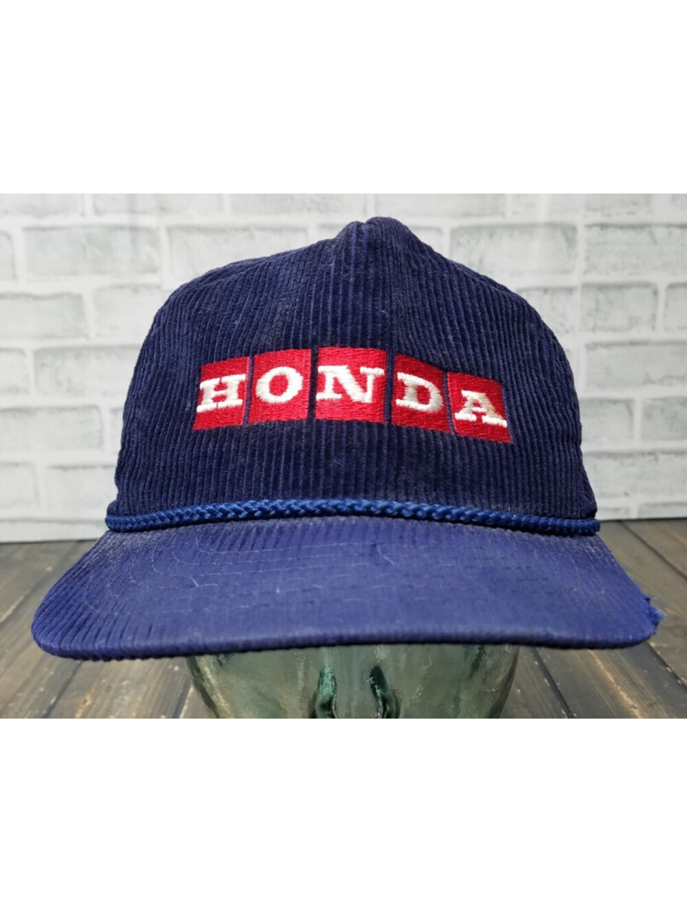 Vintage Honda Engines Trucker Hat Corduroy Slide Buckle Adjustable Cap BLUE